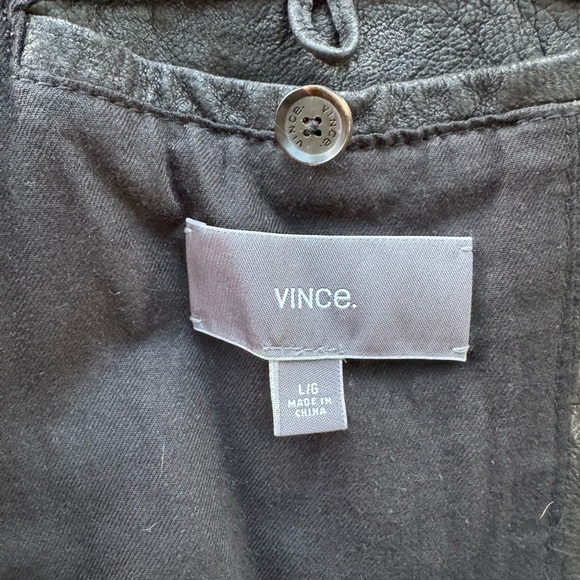 Men's Black Vince Leather Cafe Jacket in Large - Picture 2 of 3